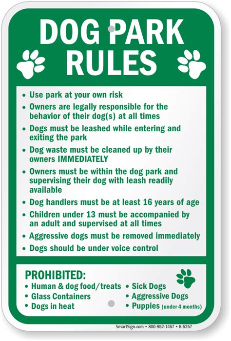 Dog Park Regulation Signs (from $5)