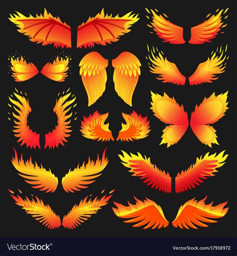 Flame bird fire wings fantasy feather burning Vector Image