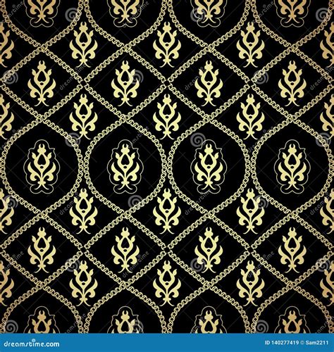 Black and Gold Damask Background Stock Vector - Illustration of floral ...