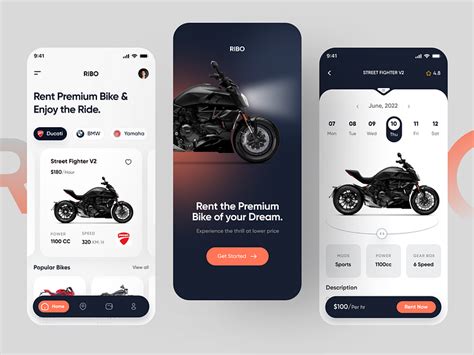 Premium bike rental app by Galaxy UX Studio on Dribbble