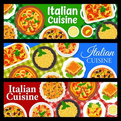 Premium Vector | Italian cuisine banners restaurant food dishes