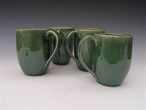 Stoneware Mugs in Green | Wheel thrown stoneware mugs, ^6 ox… | Flickr
