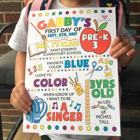 Printable 1st Day of School Sign, First Day of School Sign Kindergarten ...