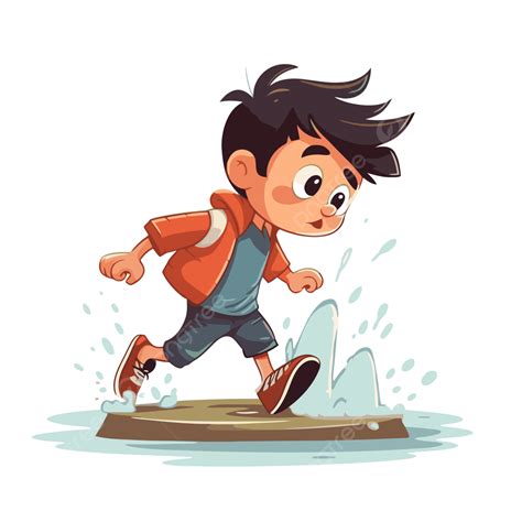 Stomping Clipart Water Boy Running Into The Water Character Comic Character Illustration Cartoon ...