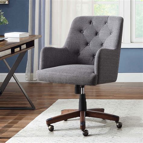 Better Homes & Gardens Tufted Office Chair, Gray Fabric Upholstery and ...