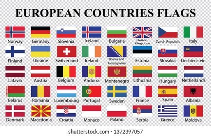 European Countries Flags Countries Names Fourty Stock-vektor ...