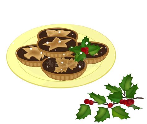 Mince Pies on a Plate Vector Stock Vector - Illustration of cake, decorative: 80852330