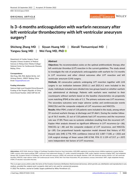 (PDF) Is 3–6 months anticoagulation with warfarin necessary after left ...