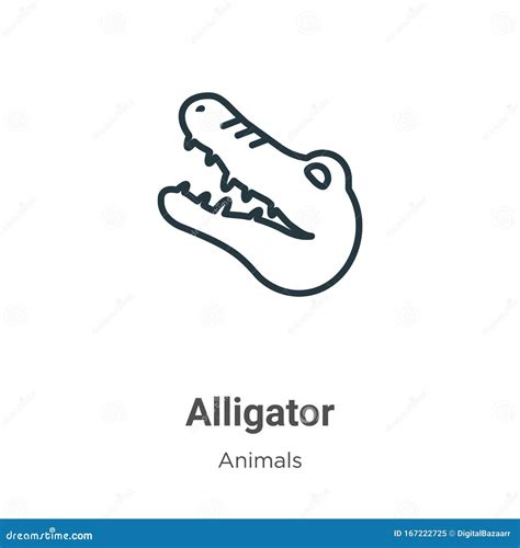 Alligator Outline Vector Icon. Thin Line Black Alligator Icon, Flat Vector Simple Element ...