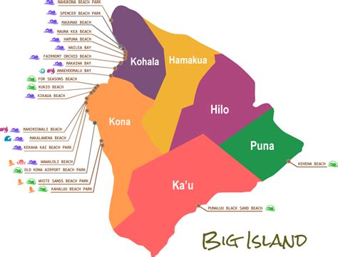 Big Island Beach Map