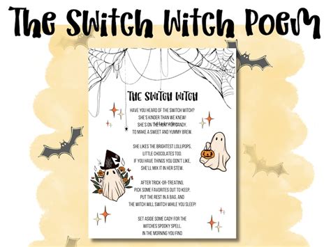 Switch Witch Poem, Switch Witch Halloween, Halloween Activity, Halloween Printable, Trick or ...