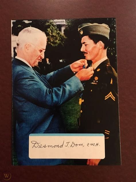 Desmond Doss WWII Signed 5x7 Medal Of Honor Hacksaw Ridge Autograph ...