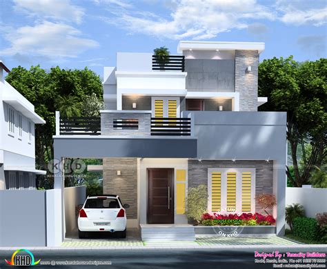 Cute modern home front view - Kerala Home Design and Floor Plans - 9K+ Dream Houses