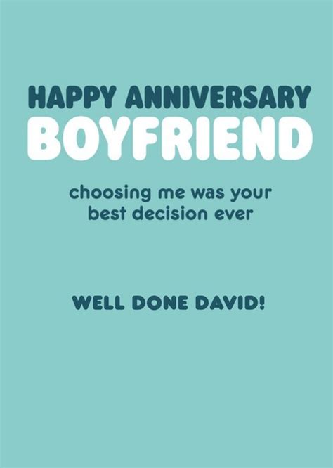 Happy Anniversary Boyfriend Humour Quote Anniversary Card | Moonpig