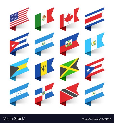 Flags of the world north america Royalty Free Vector Image