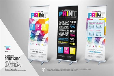 Print Shop Roll-up Banner Templates | Banner template design, Shop banner design, Banner template