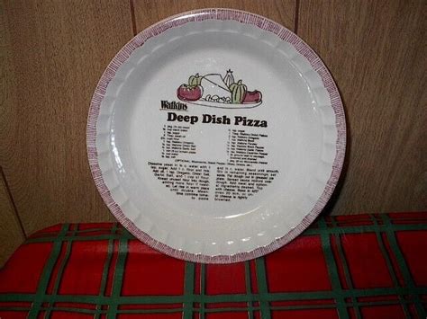 Vtg 1981 Watkins Deep Dish Pizza Pie Recipe 11" Baking Dish Stoneware Ceramic | eBay
