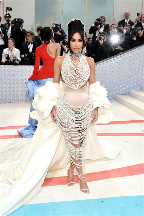 Kim Kardashian Wore a Dress Made Entirely of Pearls to the 2023 Met Gala