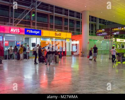 The arrivals hall at Alicante Airport at night. Alicante, Spain Stock ...