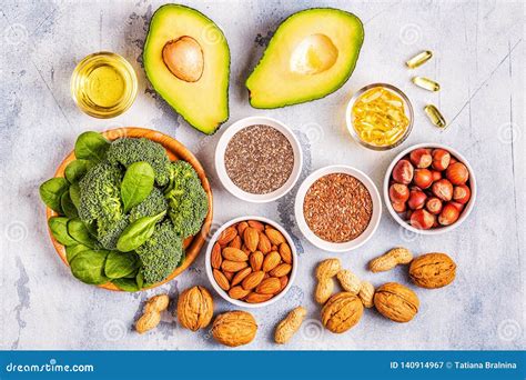 Vegan Sources of Omega 3 and Unsaturated Fats Stock Image - Image of ...