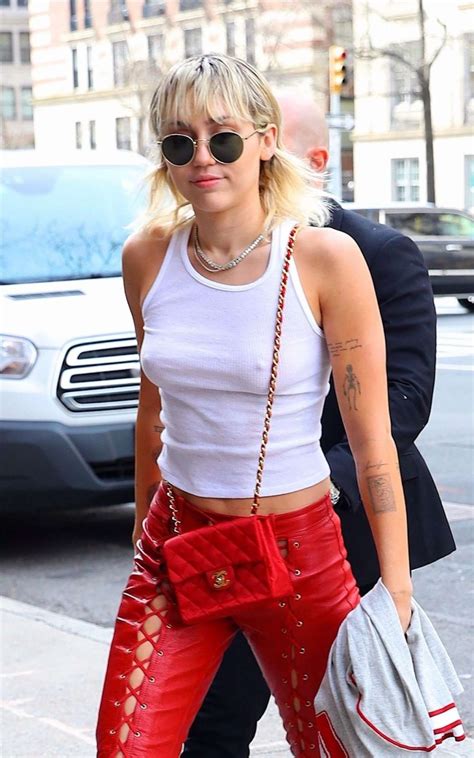 Miley Cyrus – Wears Red Leather Lace Up Biker Pants-56 – GotCeleb