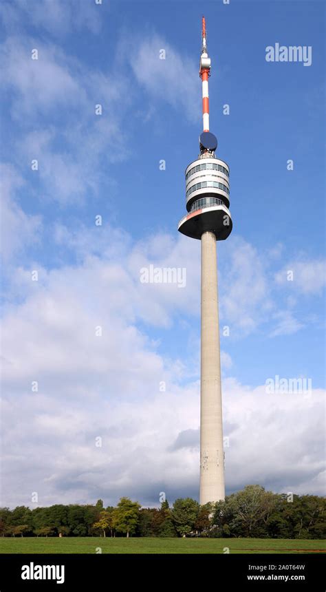 Tv tower Donauturm in Donau Park Vienna Austria Stock Photo - Alamy