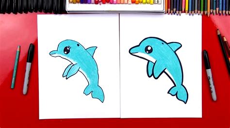 How To Draw A Cartoon Dolphin - Art For Kids Hub