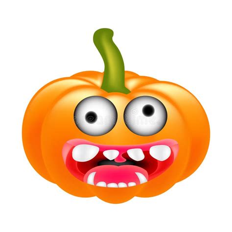 Crazy Halloween Pumpkin Cartoon Character With Eyes And Mouth. Vector ...