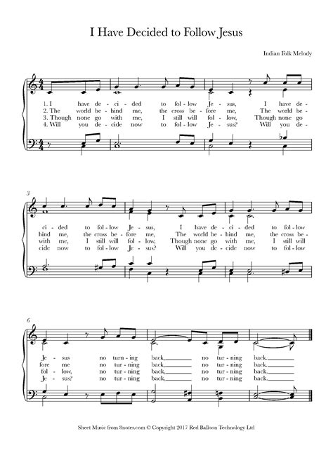 I Have Decided to Follow Jesus Sheet music for Choir - 8notes.com