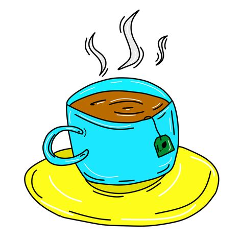 Colored cartoon Doodle cup of tea on a saucer 9343430 PNG