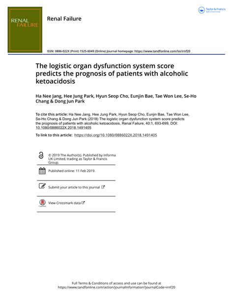 (PDF) The logistic organ dysfunction system score predicts the prognosis of patients with ...