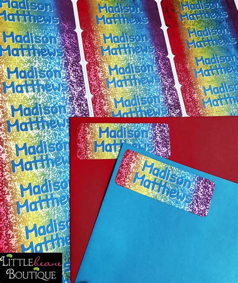 Kids Custom Name Stickers Back to School Labels Rainbow | Etsy | Kids school labels, School ...