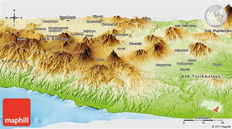 Physical Panoramic Map of Kab. Garut