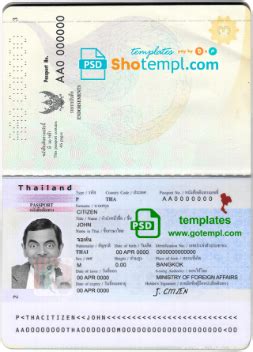 Thailand passport template in PSD format, fully editable