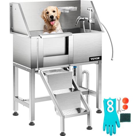 VEVOR Dog Grooming Tub, 38" Left Pet Wash Station, Professional ...