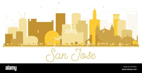 San Jose California USA City Skyline Golden Silhouette. Vector ...