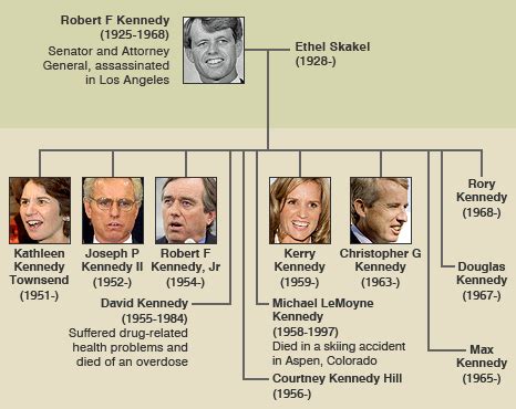 The Kennedy Family Tree | Robert F Kennedy, also assassinated five years after brother John, had ...