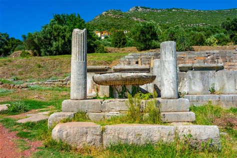 North Portico of the Agora of Archaeological Site of Ancient Mes Stock Photo - Image of ...