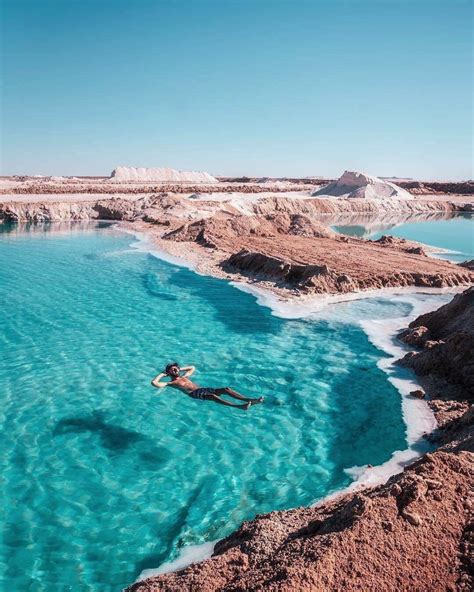 Salt lake in the middle of a desert- Siwa Osasis, Egypt. The salt ...