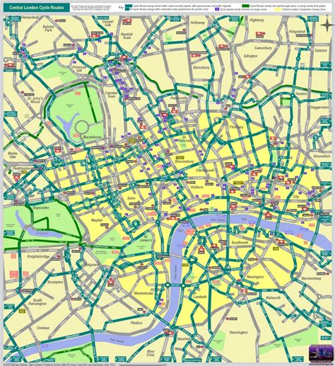 London central cycle routes map - Ontheworldmap.com