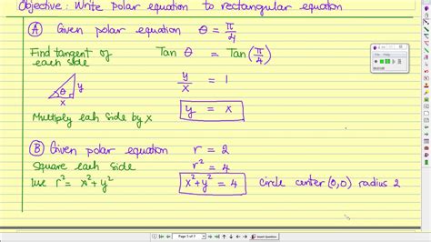 Polar to Rectangular Equation. - YouTube