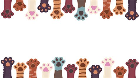 Cat Footprint Border Cartoon Cute Paw Creative, Cat Clipart, Border ...