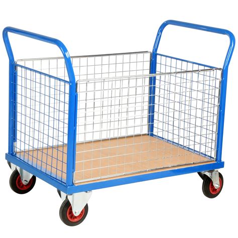 Heavy Duty Platform Trolley with Mesh Sides | 4 Side Panels | LLM Handling