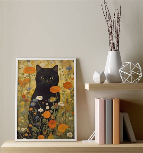 Klimt Black Cat, Gustav Klimt Cat, Monet Waterlily Cat Print, Gustav ...