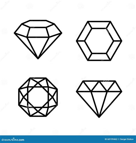 Diamond Gems Icons Set On White Background. Vector Stock Vector - Image: 60199462