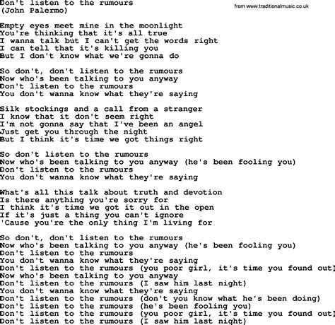 Don't Listen To The Rumours, by The Byrds - lyrics with pdf