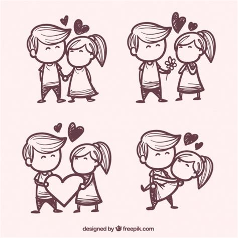 Cartoon Cute Couple Drawings Simple - canvas-nexus