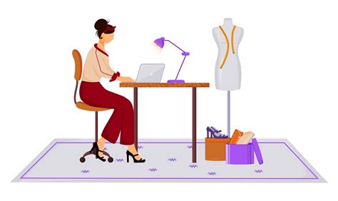 Fashion designer in atelier flat color vector illustration. Creating ...