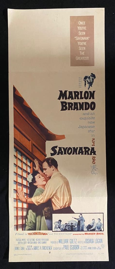 Sayonara Original Insert Movie Poster Marlon Brando 1957: (1957 ...