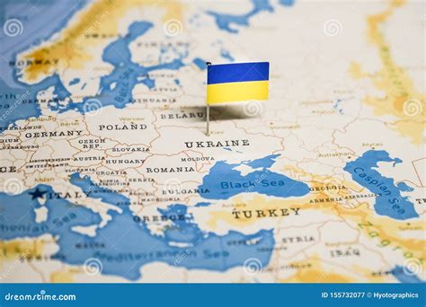 The Flag of Ukraine in the World Map Stock Image - Image of crisis ...